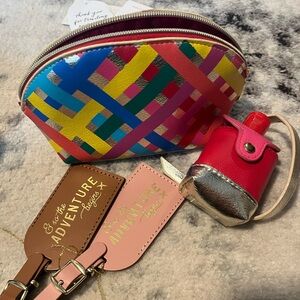 Cosmetic Travel Case Tags and Sanitizer